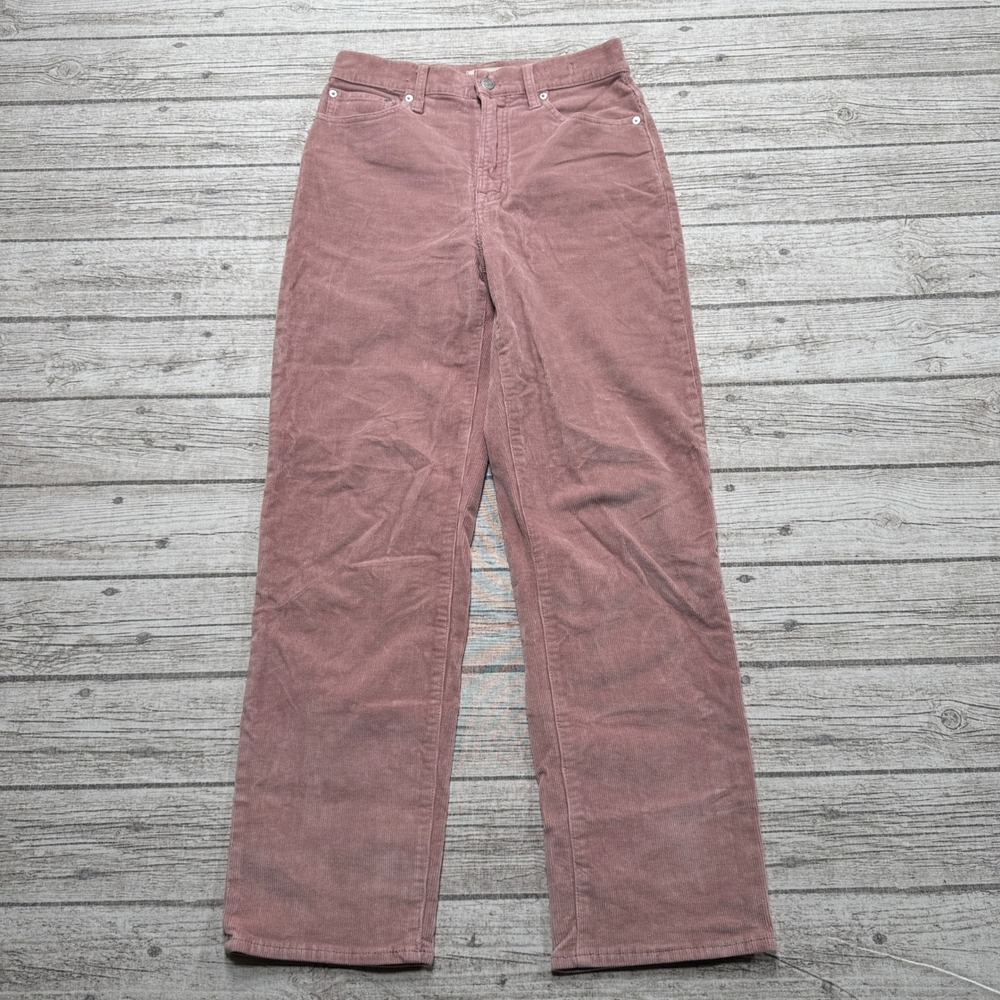 Madewell Pants Women's 26 Pink Corduroy Perfect Vintage Straight Leg High Rise